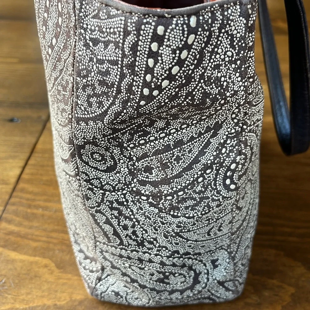 Yvelyne Ponnau Vintage Paisley Leather Tote